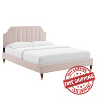 Modway MOD-6913-PNK Sienna Performance Velvet Full Platform Bed Pink