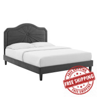 Modway MOD-6917-CHA Portia Performance Velvet King Platform Bed Charcoal