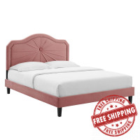 Modway MOD-6917-DUS Portia Performance Velvet King Platform Bed Dusty Rose