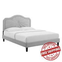 Modway MOD-6917-LGR Portia Performance Velvet King Platform Bed Light Gray