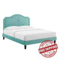 Modway MOD-6917-MIN Portia Performance Velvet King Platform Bed Mint