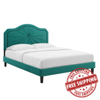 Modway MOD-6917-TEA Portia Performance Velvet King Platform Bed Teal