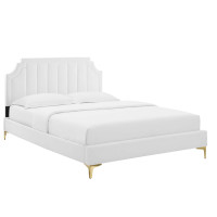 Modway MOD-6918-WHI Sienna Performance Velvet King Platform Bed White