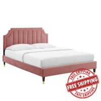 Modway MOD-6919-DUS Sienna Performance Velvet King Platform Bed Dusty Rose
