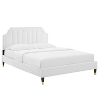 Modway MOD-6919-WHI Sienna Performance Velvet King Platform Bed White