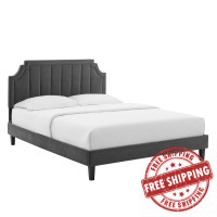 Modway MOD-6920-CHA Sienna Performance Velvet King Platform Bed Charcoal