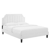 Modway MOD-6920-WHI Sienna Performance Velvet King Platform Bed White