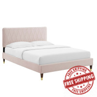 Modway MOD-6923-PNK Phillipa Performance Velvet Full Platform Bed Pink