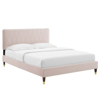 Modway MOD-6929-PNK Phillipa Performance Velvet King Platform Bed Pink