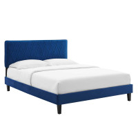 Modway MOD-6930-NAV Phillipa Performance Velvet King Platform Bed Navy