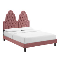 Modway MOD-6933-DUS Alexandria Tufted Performance Velvet Twin Platform Bed Dusty Rose