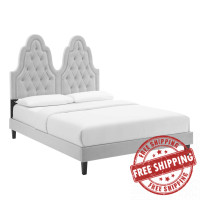 Modway MOD-6933-LGR Alexandria Tufted Performance Velvet Twin Platform Bed Light Gray