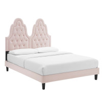 Modway MOD-6933-PNK Alexandria Tufted Performance Velvet Twin Platform Bed Pink
