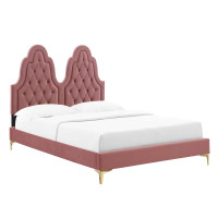 Modway MOD-6937-DUS Alexandria Tufted Performance Velvet King Platform Bed Dusty Rose