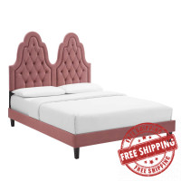 Modway MOD-6939-DUS Alexandria Tufted Performance Velvet King Platform Bed Dusty Rose