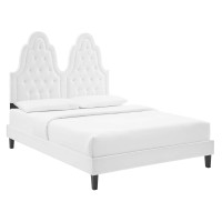 Modway MOD-6939-WHI Alexandria Tufted Performance Velvet King Platform Bed White