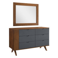 Modway MOD-6950-WAL Dylan Dresser and Mirror Walnut