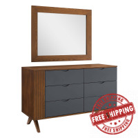 Modway MOD-6950-WAL Dylan Dresser and Mirror Walnut