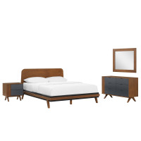 Modway MOD-6956-WAL Dylan 4 Piece Bedroom Set Walnut