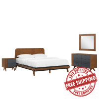 Modway MOD-6956-WAL Dylan 4 Piece Bedroom Set Walnut