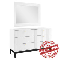 Modway MOD-6960-WHI Dakota Dresser and Mirror White