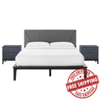 Modway MOD-6961-BLU Dakota 3 Piece Upholstered Bedroom Set Blue