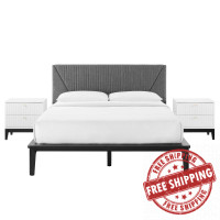 Modway MOD-6961-WHI Dakota 3 Piece Upholstered Bedroom Set White