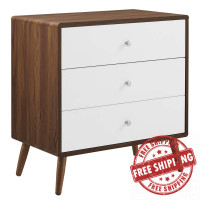 Modway MOD-7018-WAL-WHI Transmit 3-Drawer Chest Walnut White