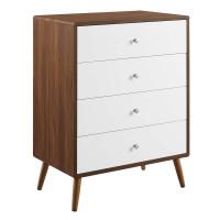 Modway MOD-7019-WAL-WHI Transmit 4-Drawer Chest Walnut White