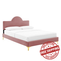 Modway MOD-7028-DUS Sunny Performance Velvet Full Bed Dusty Rose