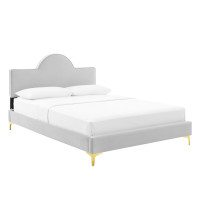 Modway MOD-7028-LGR Sunny Performance Velvet Full Bed Light Gray
