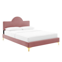 Modway MOD-7029-DUS Sunny Performance Velvet King Bed Dusty Rose