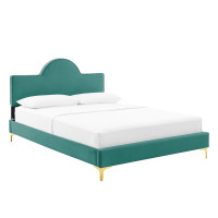 Modway MOD-7029-TEA Sunny Performance Velvet King Bed Teal