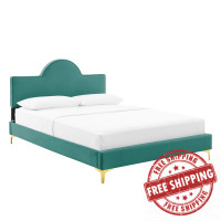 Modway MOD-7029-TEA Sunny Performance Velvet King Bed Teal