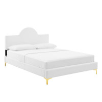Modway MOD-7029-WHI Sunny Performance Velvet King Bed White