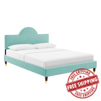 Modway MOD-7031-MIN Aurora Performance Velvet Full Bed Mint