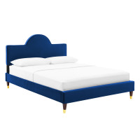 Modway MOD-7031-NAV Aurora Performance Velvet Full Bed Navy