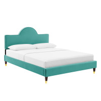 Modway MOD-7031-TEA Aurora Performance Velvet Full Bed Teal