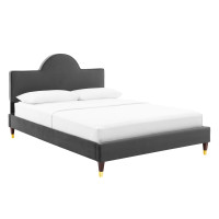Modway MOD-7032-CHA Aurora Performance Velvet King Bed Charcoal