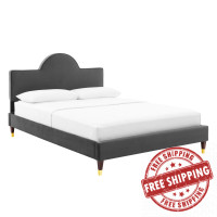Modway MOD-7032-CHA Aurora Performance Velvet King Bed Charcoal