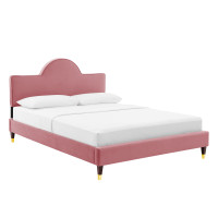 Modway MOD-7032-DUS Aurora Performance Velvet King Bed Dusty Rose