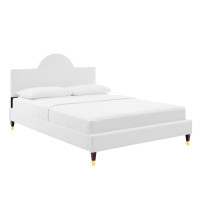 Modway MOD-7032-WHI Aurora Performance Velvet King Bed White