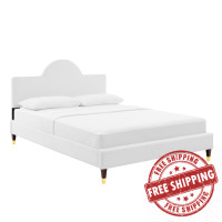 Modway MOD-7032-WHI Aurora Performance Velvet King Bed White