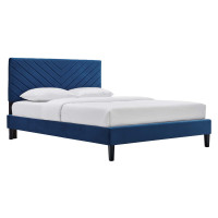 Modway MOD-7038-NAV Roxanne Performance Velvet Full Platform Bed Navy