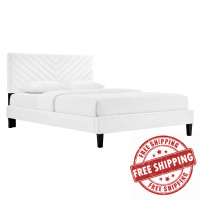 Modway MOD-7038-WHI Roxanne Performance Velvet Full Platform Bed White