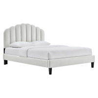 Modway MOD-7039-LGR Daisy Performance Velvet Full Platform Bed Light Gray