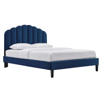 Modway MOD-7039-NAV Daisy Performance Velvet Full Platform Bed Navy
