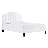 Modway MOD-7039-WHI Daisy Performance Velvet Full Platform Bed White