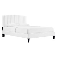 Modway MOD-7041-WHI Alessi Performance Velvet Twin Platform Bed White