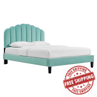 Modway MOD-7043-MIN Daisy Performance Velvet Twin Platform Bed Mint